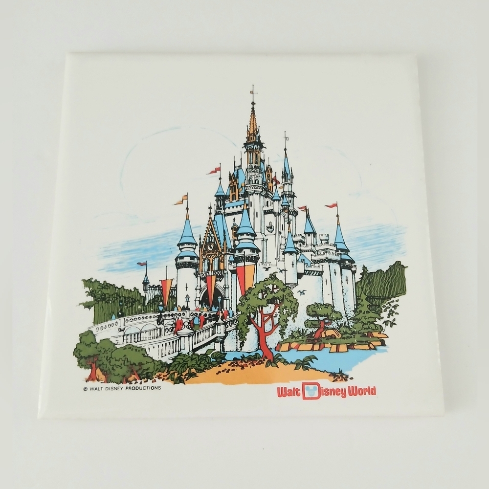 Walt Disney World Collectible Ceramic Tile Trivet Cinderella's Castle